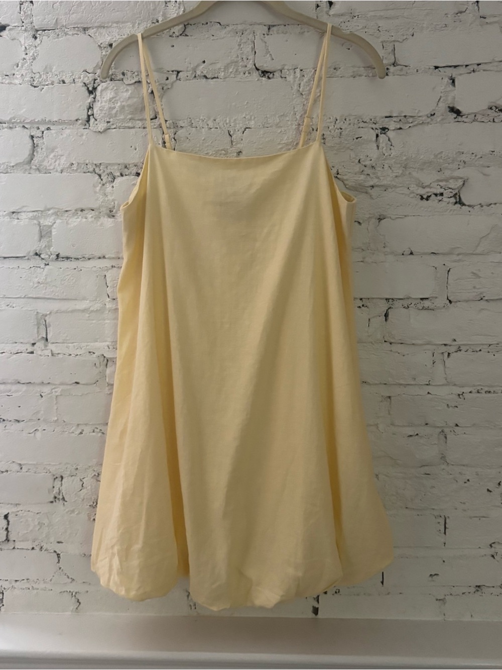 GAP Butter Yellow Linen Blend Bubble Hem Mini Dress S NWT - Picture 3 of 10